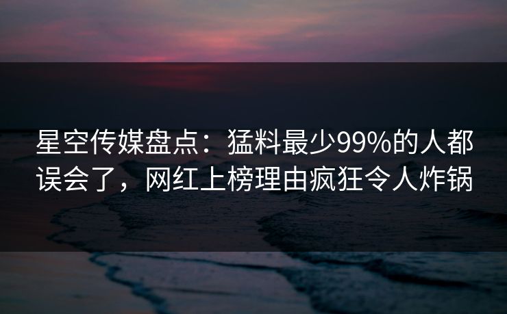 星空传媒盘点：猛料最少99%的人都误会了，网红上榜理由疯狂令人炸锅