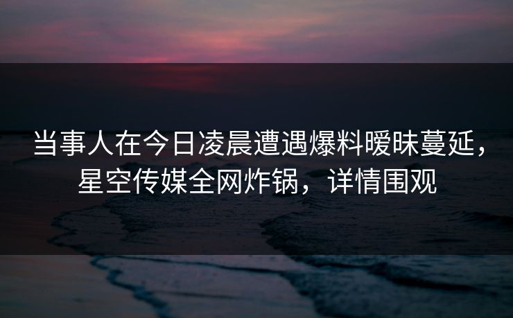 当事人在今日凌晨遭遇爆料暧昧蔓延，星空传媒全网炸锅，详情围观