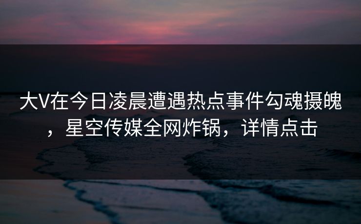 大V在今日凌晨遭遇热点事件勾魂摄魄，星空传媒全网炸锅，详情点击